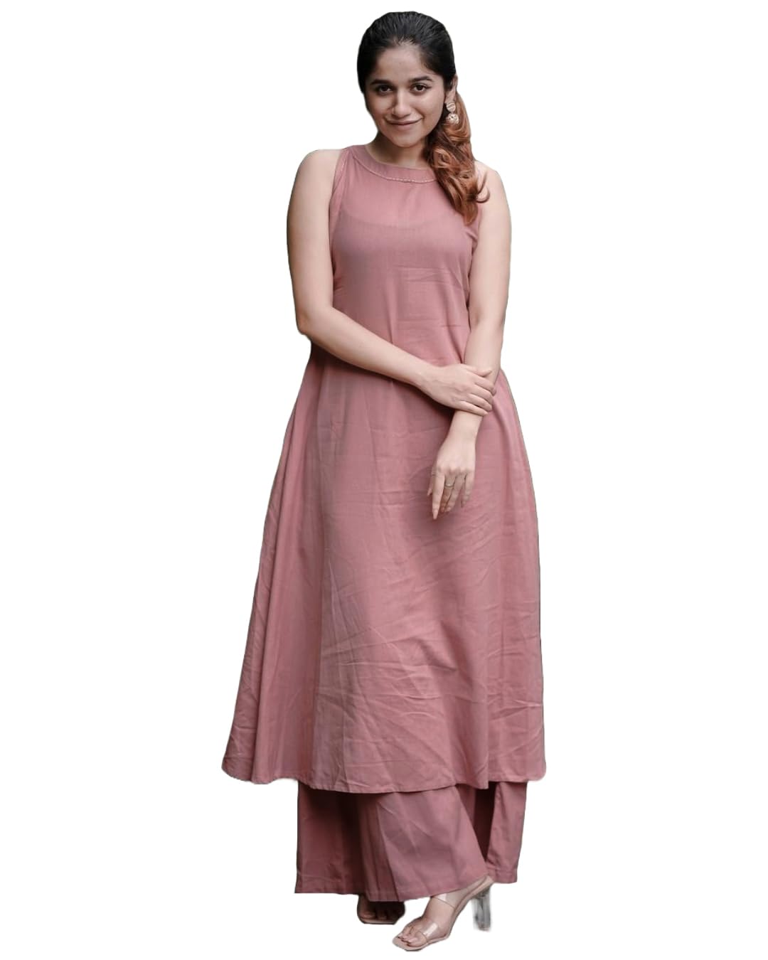 ANNI DESIGNER Women's Rayon Blend Anarkali Solid Kurta with Palazzo