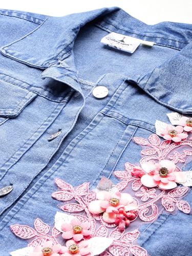 Aarika Womens Blue Colour Embellished Denim Jacket (S-L)