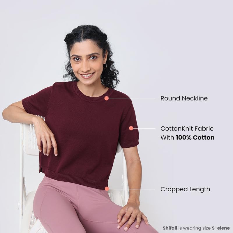BlissClub Womens Move All Day CottonKnit Crop Top