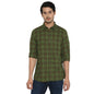 Turtle Men Cotton Dark Green Checkered Slim Fit Shirts