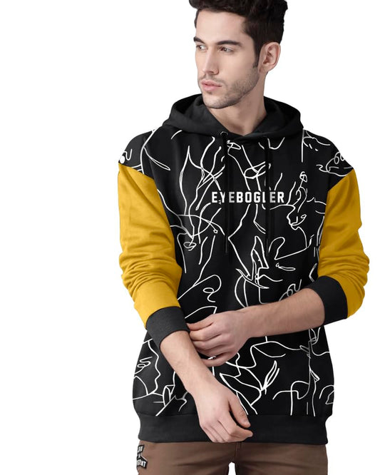 Eyebogler MenS Printed Cotton Blend Hooded Neck Full Sleeves Sweatshirt
