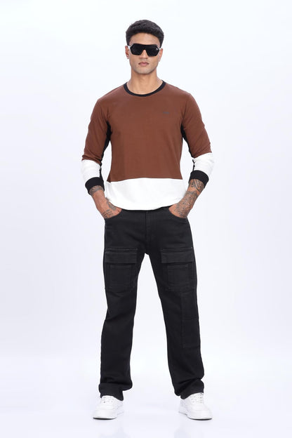 ADRO Men Full Sleeve T-Shirt | Premium Cotton Tshirt for Men| Casual Fashion Relaxed Fit Full Sleeve Round Neck Tshirt|FR24-BRWS