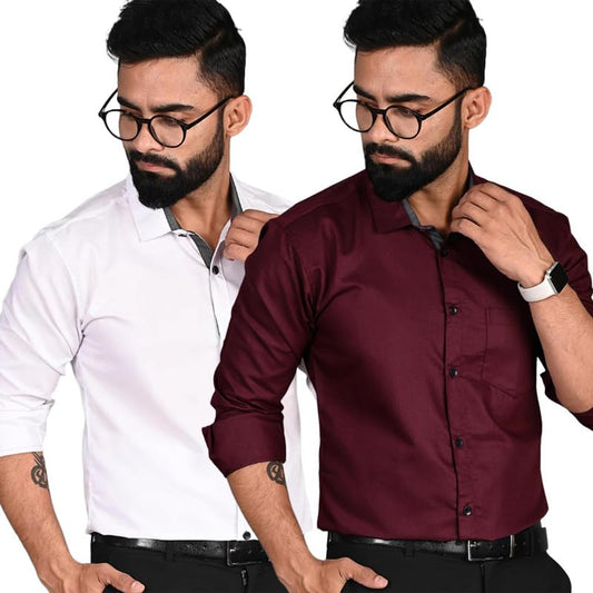 Tee Projekt Solid Shirt for Men | Formal Shirt | Long Sleeve Button-Down Shirt | Home Wear