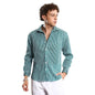 Campus Sutra Mens Forest Green & Powder White Pleat-Creased Shirt | Casual Wear | Spread Collar | Long Sleeve | Button Closure