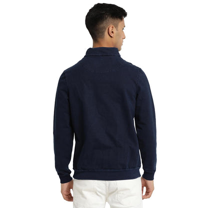 Turtle Men Cotton Tencel Slim Fit Full Sleeve Blue Sweatshirt