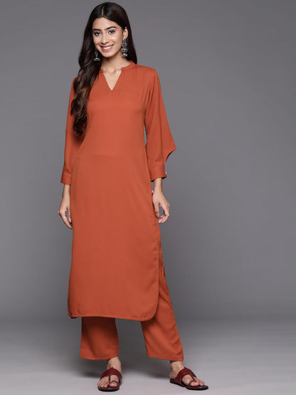 Varanga WomenS Silk Blend Solid Regular Kurta Set  Elegant & Comfortable Ethnic Wear For Women, Perfect For Casual & Festive Oc