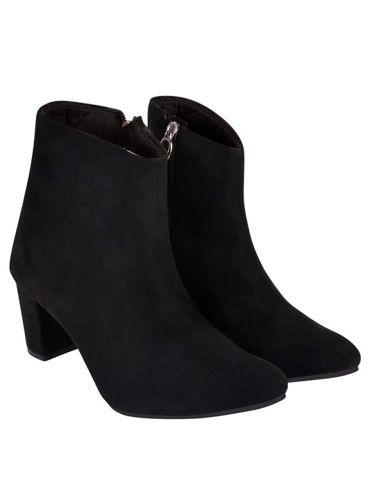 Shoetopai WomenS Black Ankle Boots  Faux Suede Block Heel Booties With Side Zip Closure, Stylish & Comfortable For Fall/Winter