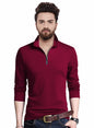 Eyebogler MenS Trendy Polo Neck Full Sleeves Solid T-Shirt Wine Red