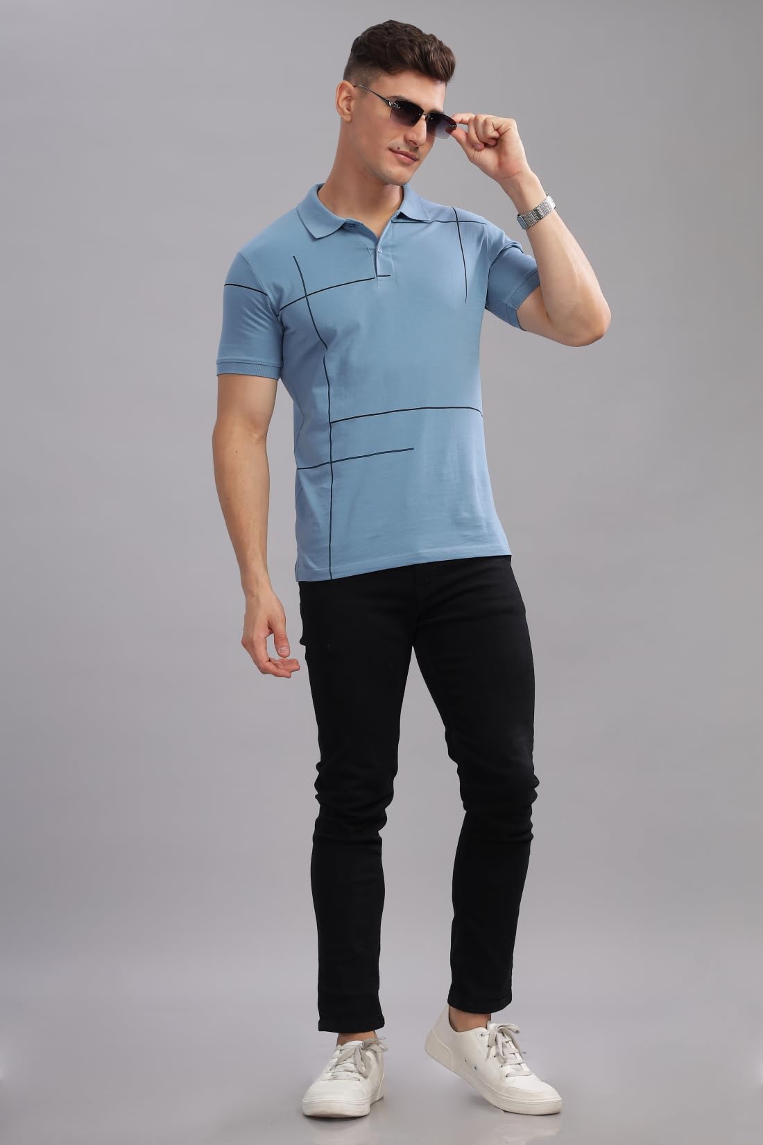 ADRO Regular Fit Polo T-Shirt for Men| Printed Polo T-Shirt | Cotton Polo T Shirt Also in Plus Size|Pnop24-L1-Sksbbl