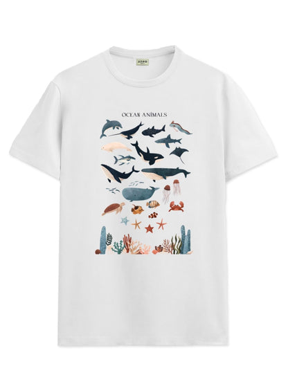 ADRO T Shirts for Boys & Girls || Ocean Sharks Printed T-Shirt || Ages 3-14 || 100% Cotton Round Neck Tshirt for Boys & Girls||K
