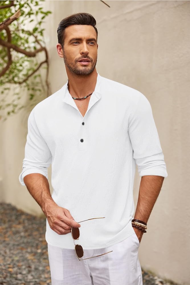 Zartha Mens Regular Fit Solid Cotton Blend Straight Kurta White