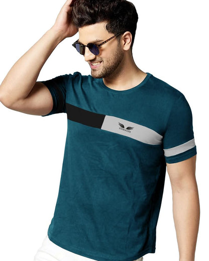 Noble Monk Men Regular Fit T-Shirt | Round Neck | Half Sleeve | Self Design | Casual T Shirt For Men