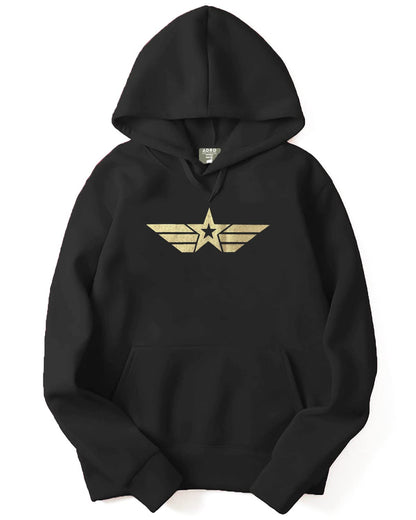 ADRO Men's Cotton Neck Hooded Sweatshirt (H20-GL-GAP-BL_Black)