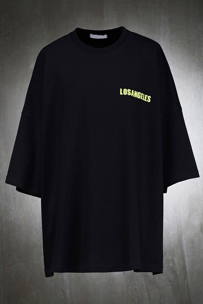 Thalasi MenS Cartoon Oversized Fit T-Shirt (Tts_668_Losangel_Black