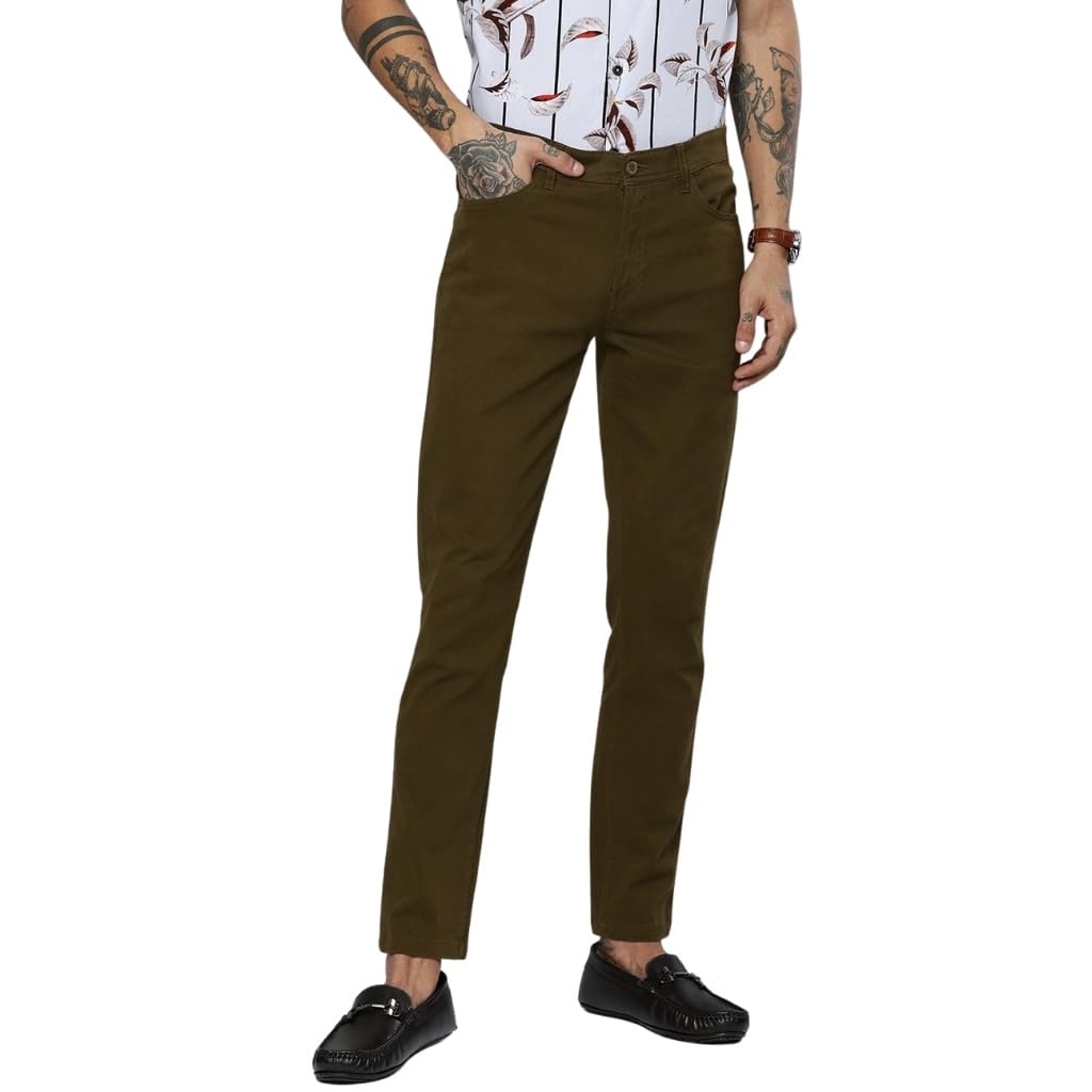 The Indian Garage Co Men Slim Fit Solid Mid-Rise Chinos