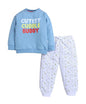 Bumzee Boys Blue & White Spun Fleece Full Sleeves Graphic Print Regular Fit Sweatshirt & Jogger Set - 18-24 Months (Peb11091E-Bl