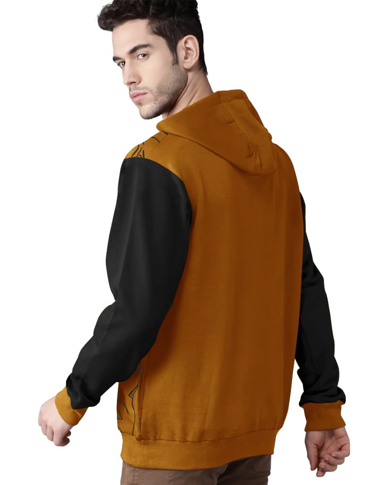 Noble Monk MenS Printed Cotton Blend Hooded Neck Sweatshirt | Full Sleeves | Casual Hoodie For Men