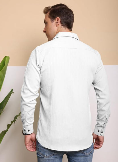Macsivo MenS Regular Fit Casual Button Down Shirts Long Sleeve Linen Shirt Fashion Popcorn Summer Shirt White
