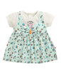 BUMZEE Baby Girls Cotton Round Neck Half Sleeves Animal Print Above Knee Length Frock/Dress Aqua Blue - 18-24 Months (Peb11192E-