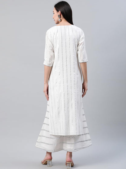 Libas WomenS Cotton Woven Design Straight Kurta (12067O_White