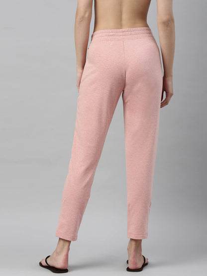 Enamor Essentials Womens Slim Fit Mid Rise Cotton French Terry Ankle Length Lounge Pants with Wide Waistband Drawstring & Side P