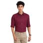 Turtle Men Cotton Linen Burgundy Printed Regular Fit Full Sleeve Formal Shirt