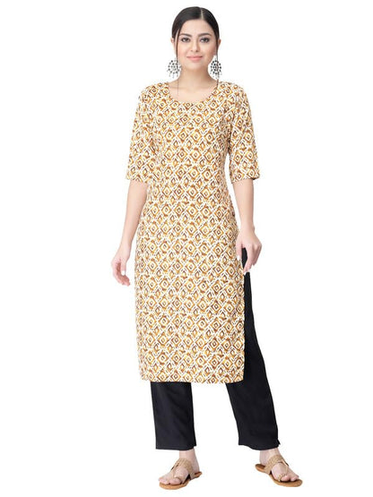 Pinkmint Kurta Set for Women Cotton Printed Straight Kurta with Pant (Pack of 1)