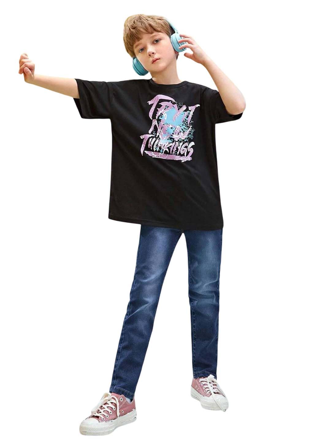 Kotty Boys Straight Fit Cotton Lycra Blend Solid Jeans