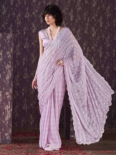 Womanista WomenS Women Satin Saree Ll Women Embellished Saree Ll Women Mirror Work Saree Ll Un-Stitched Blouse Saree