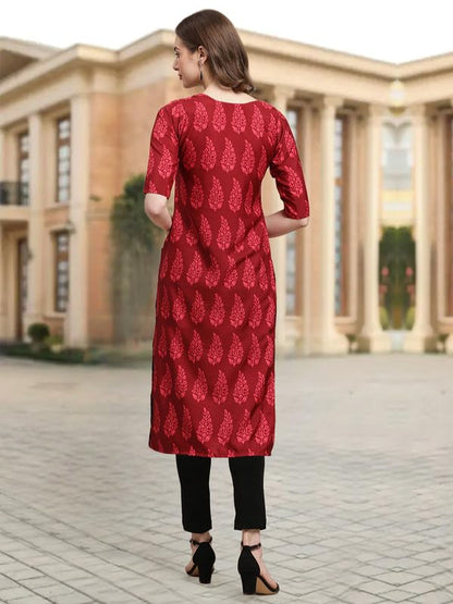 Pinkmint Crepe Digital Printed Kurti For Womens Straight Kurti For Women (Pack Of 5)