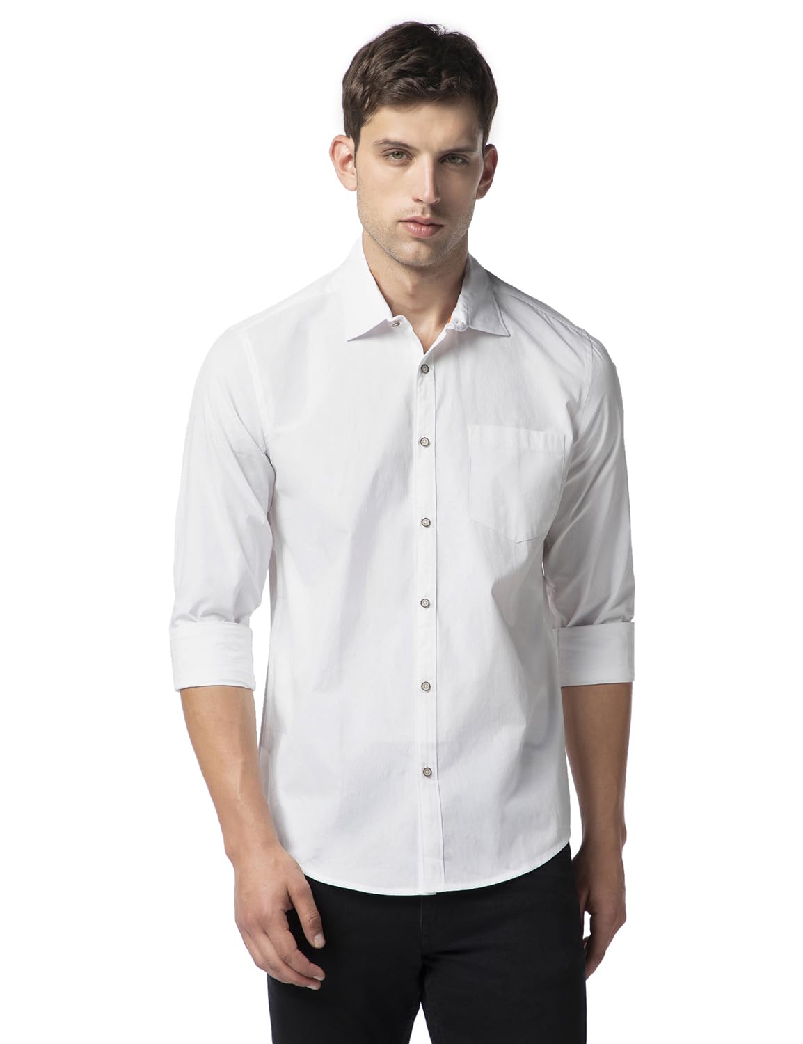FYLTR Mens Solid 100% Cotton Casual Full Sleeves Shirt with Pocket