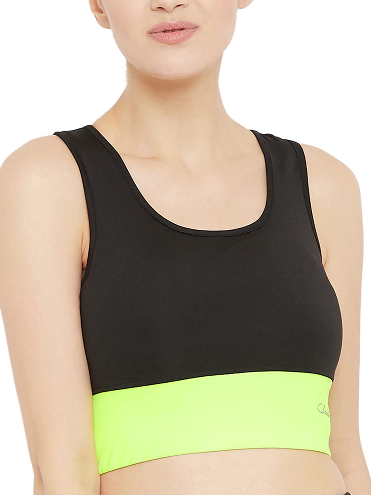 Clovia Womens Polyester Lightly Padded Wire Free Sports Bra (BR2084P11M_Green_M)