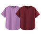 Juneberry Pure 100% Cotton Oversized Loose Baggy Fit Round Neck With Drop Shoulder Lilac & Maroon Half Sleeves Boyfriend T-Shirt