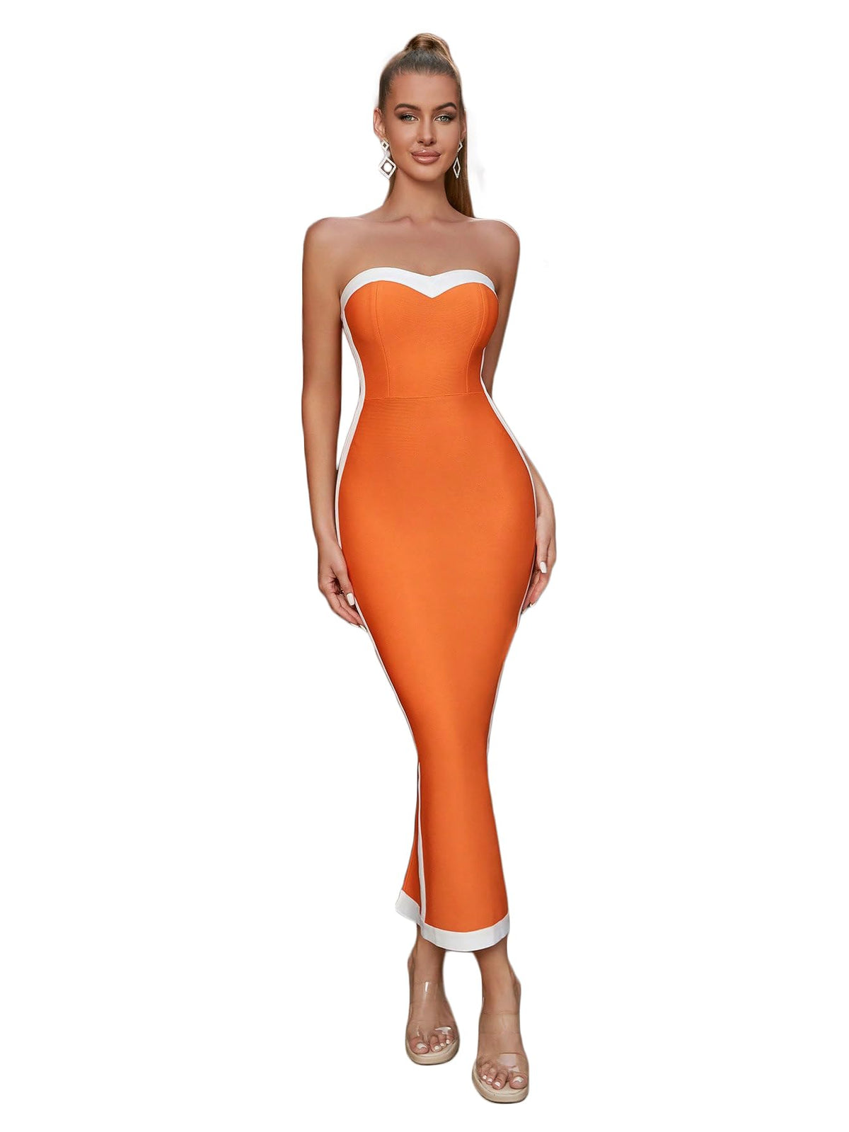 rare Womens Casual Maxi Dress, Orange, M