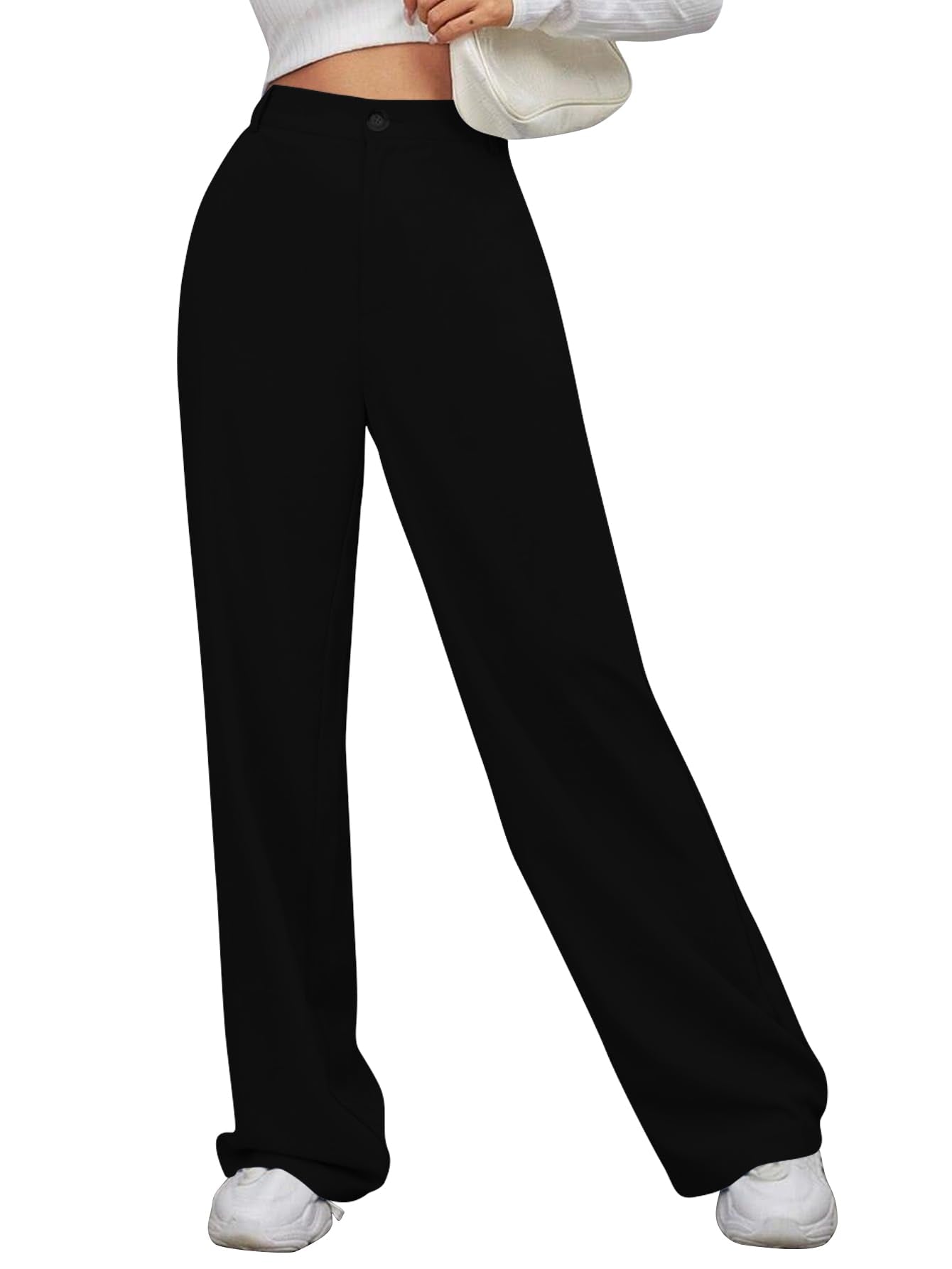 Toochki Trousers for Women | Womens High-Waist Pant | Korean Style Trouser | Black | Bottom