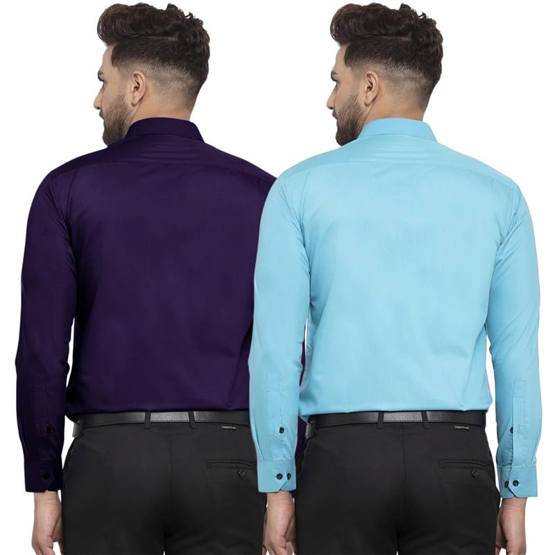 Pinkmint Mens Cotton Soild Full Sleeve Spread Collar Casual Combo Formal Shirt
