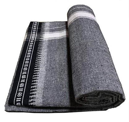 Prakasam Cotton Mens Colour Thalapathi Border Single Dhoti/Size1.28X2.00 Mtrs/Combo Pack Of 2 Dhoties