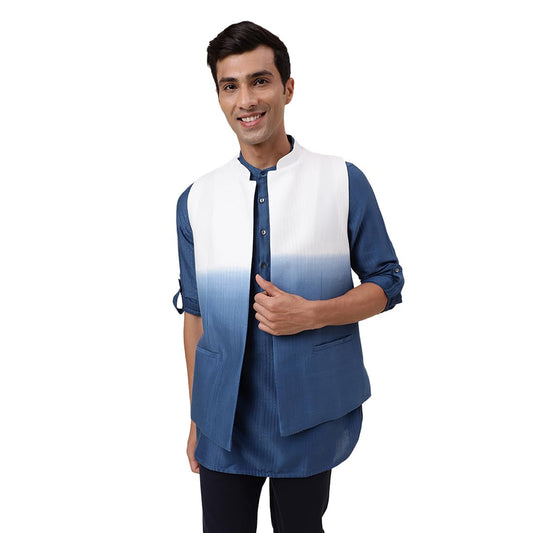 Fabindia MenS Cotton Abstract Slim Fit Kurta Set (1030867Blue_Blue