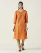 Fabindia Women's Silk Printed Regular Kurta (1009227MULTI_Orange