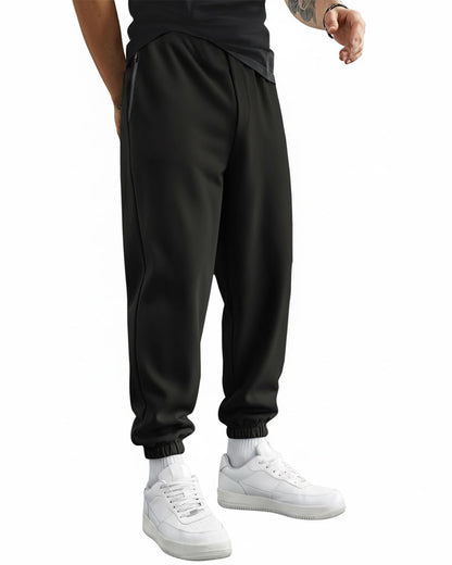 Bewakoof Men Solid Oversized Fit Cotton Joggers_646471_Black_S