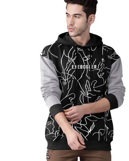 Eyebogler MenS Printed Cotton Blend Hooded Neck Full Sleeves Sweatshirt