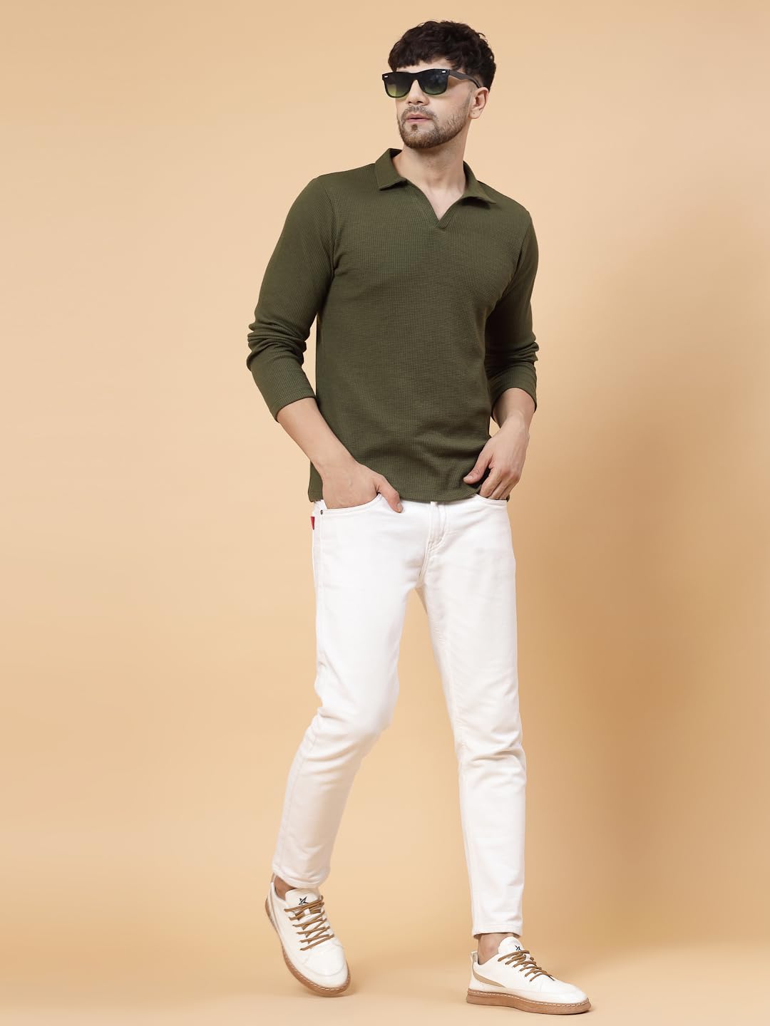 RIGO Mens Solid Regular Fit T-Shirt (HT08231169_Olive
