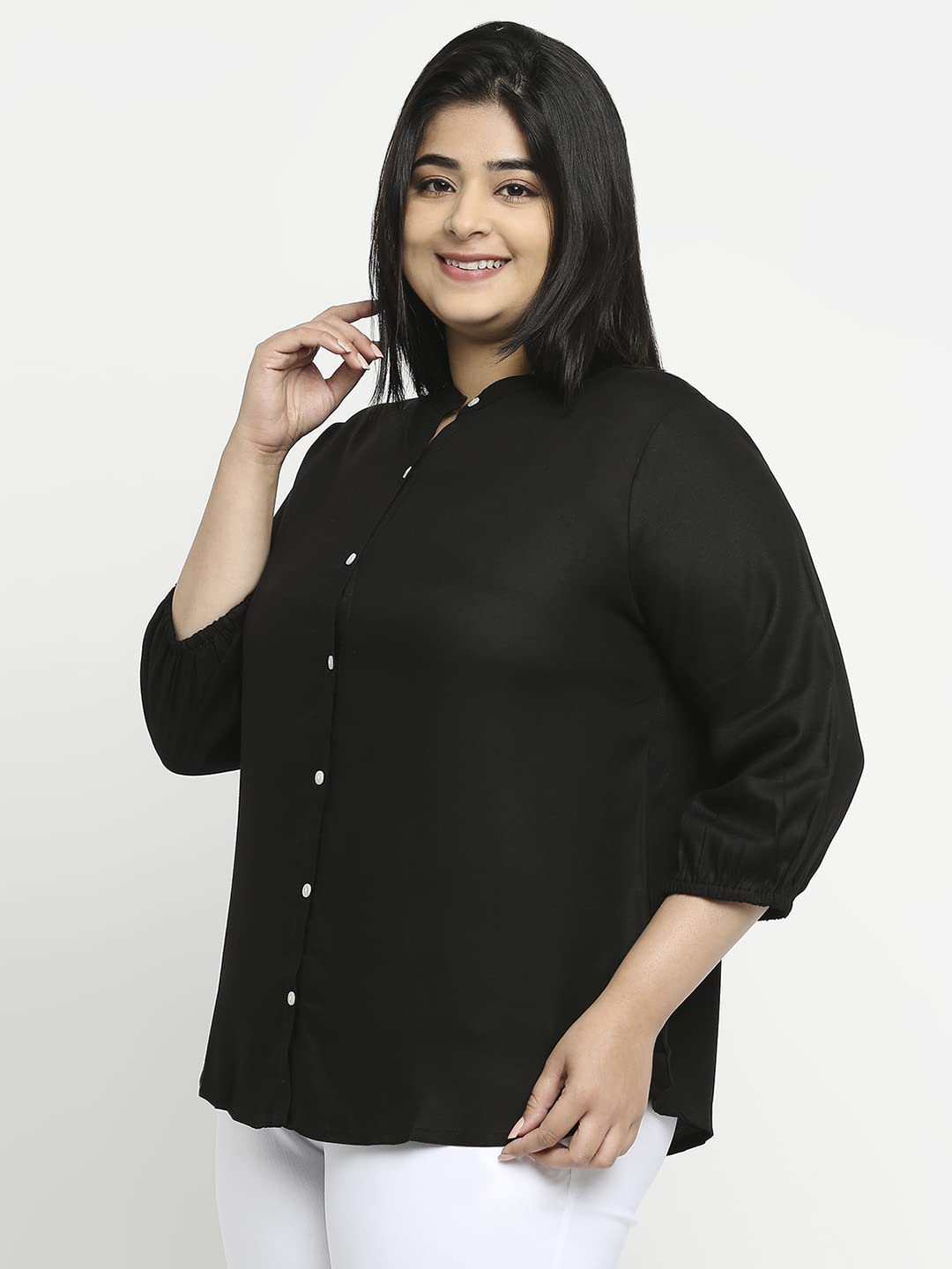 Style Quotient Plus Women Solid White Viscose Rayon Formal Shirt
