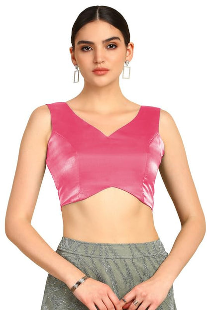 Soch Womens Fuchsia V-Neck Princess Line Tissue Padded Blouse