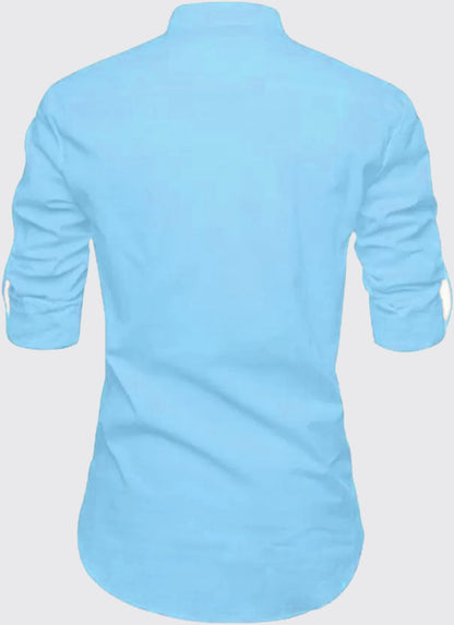 Deelmo Full Sleeve Short Kurta Shirt With A Trendy Mandarin Collar Crafted From A Premium Cotton Blend For Comfort Ideal For Men