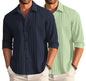 Deelmo Combo Of MenS Casual Button Down Shirts Long Sleeve Linen Shirt Fashion Textured Summer Shirts Pack Of 2
