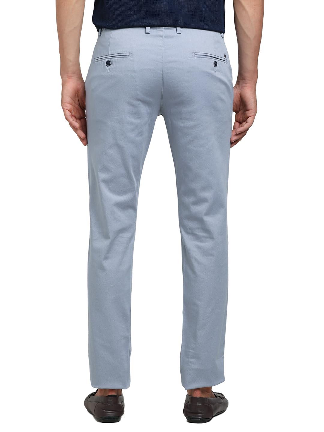 Turtle Men Cotton Stretch Ultra Slim Fit Light Blue Casual Trouser