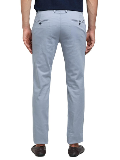 Turtle Men Cotton Stretch Ultra Slim Fit Light Blue Casual Trouser