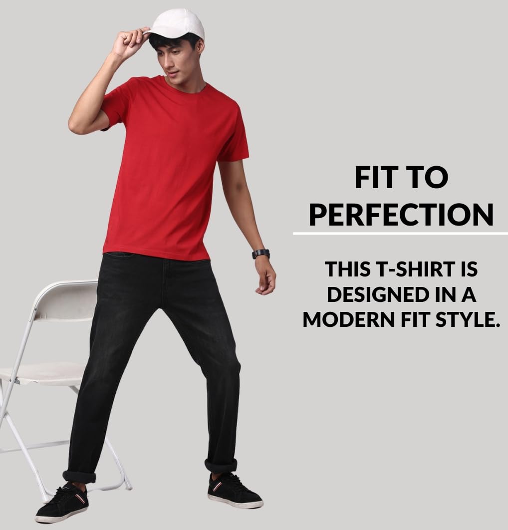 ADRO Men's Solid Regular Fit T-Shirt (RCM2-PLN)