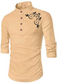 Deelmo Full Sleeve Short Kurta Shirt With A Trendy Mandarin Collar Crafted From A Premium Cotton Blend For Comfort Ideal For Men